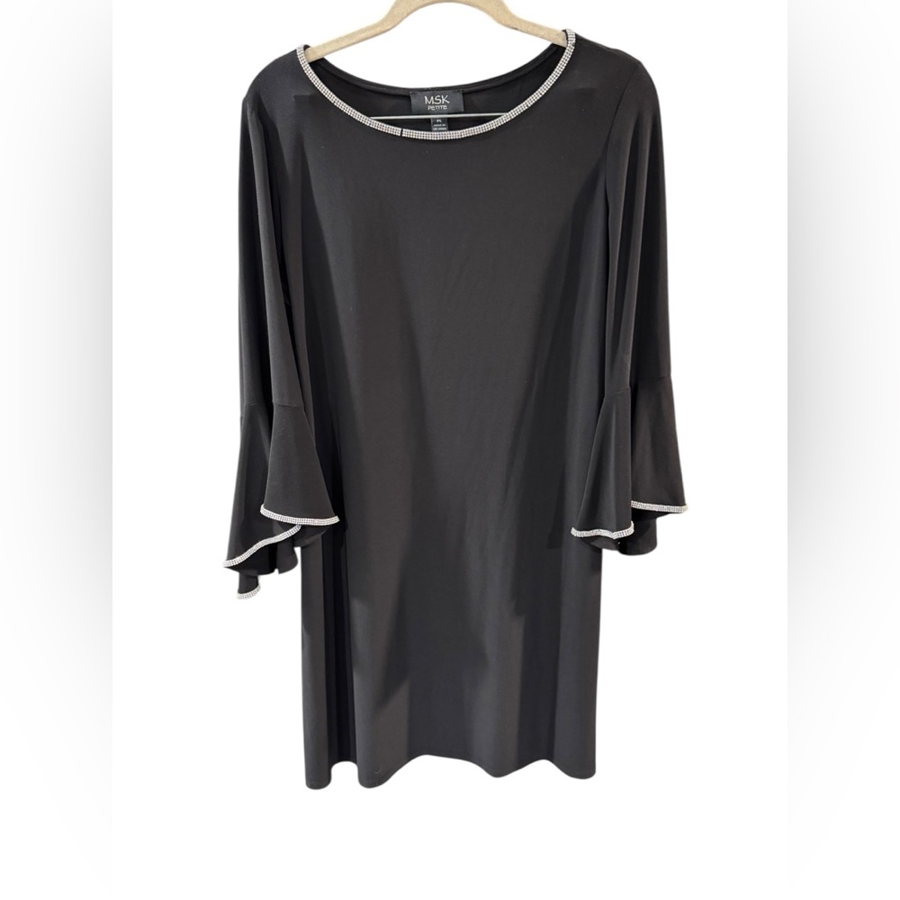 MSK Black Dress with Sparkling Rhinestone Trim